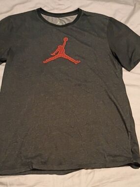 Michael Jordan Dark Gray Tee with Red Jumpman Logo